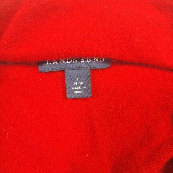 lands End red 100% Cashemere sweater size large - Picture 4 of 5